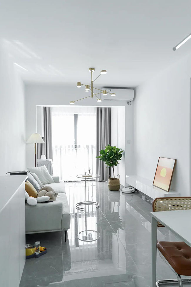 50㎡二居室，用純白主色調(diào)打造高級極簡風(fēng)的浪漫